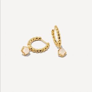 Vanessa 18k Gold Vermeil Huggie Earrings in Iridescent Drusy